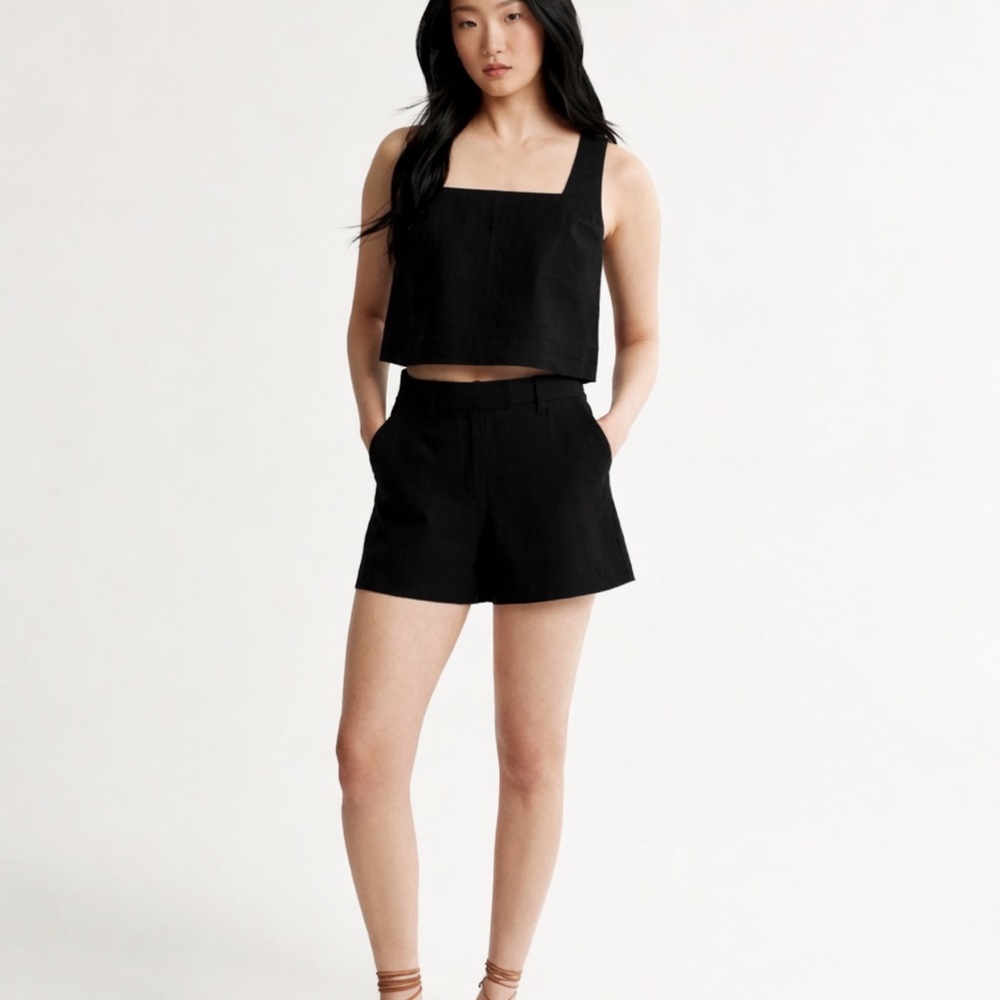 Abercrombie & Fitch Black Linen Square Neck Tank